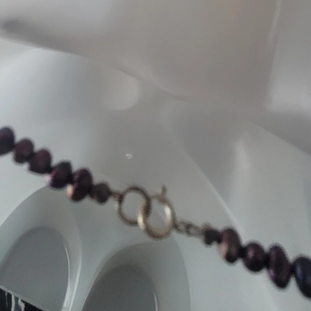Genuine Purple Pearl Necklace Sterling Silver Clasp - Picture 14 of 14